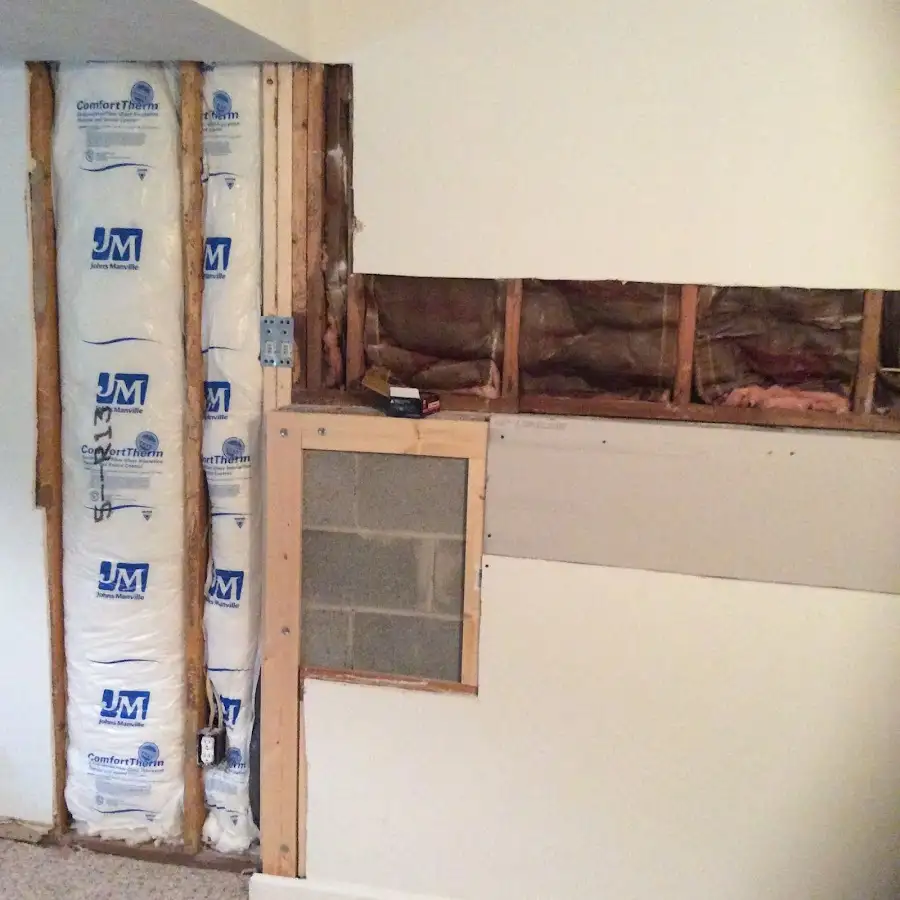Wall insulation replacement during Basement Flood Cleanup in Clearfield